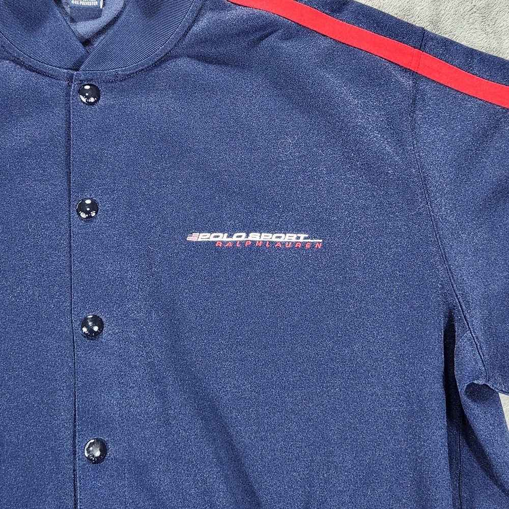 Polo Sport Ralph Lauren Track Jacket Mens Large Vintage 90s Blue Snap Front - Picture 6 of 13